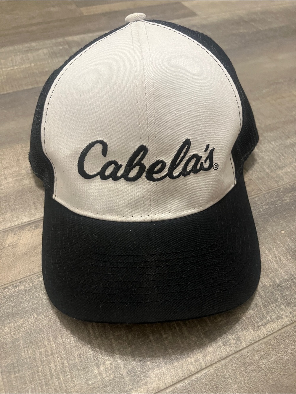 Cabela's Black & White Mesh 'Gone Fishing' Trucker Hat